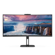TFT 34“ AOC CU34V5CW/BK, WQHD, VA, 100Гц, 1 мс, вигнутий, HDMI, DP, USB-C, USB-hub, webcam, колонки