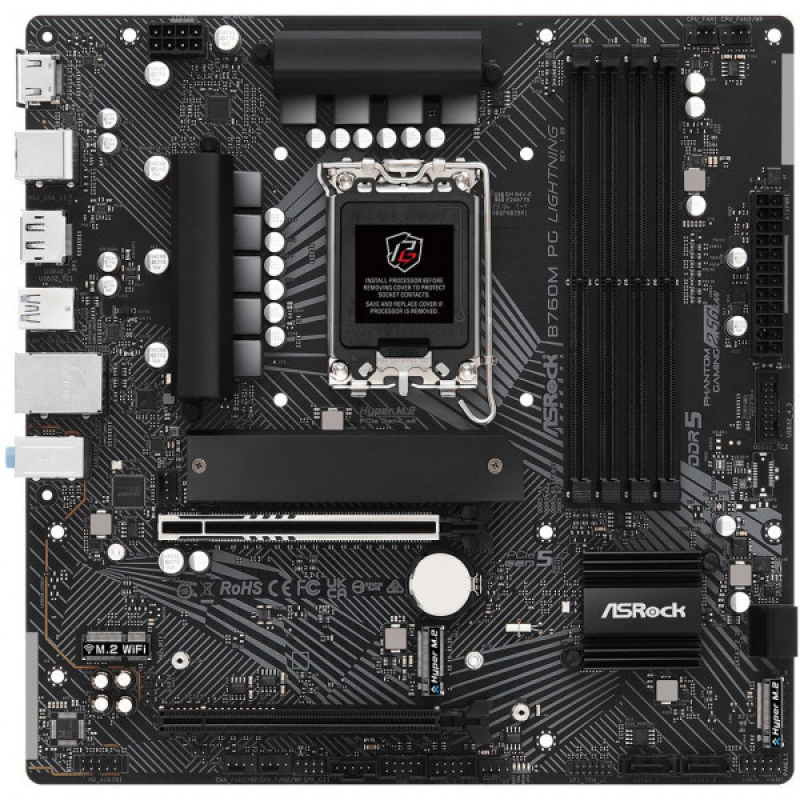 ASRock B760M PG LIGHTNING (1700/B760, 4*DDR5, 2xPCIex16, 4xSATAІІІ, 3xM.2, 2.5GLan, 7.1ch, mATX) (B760M PG