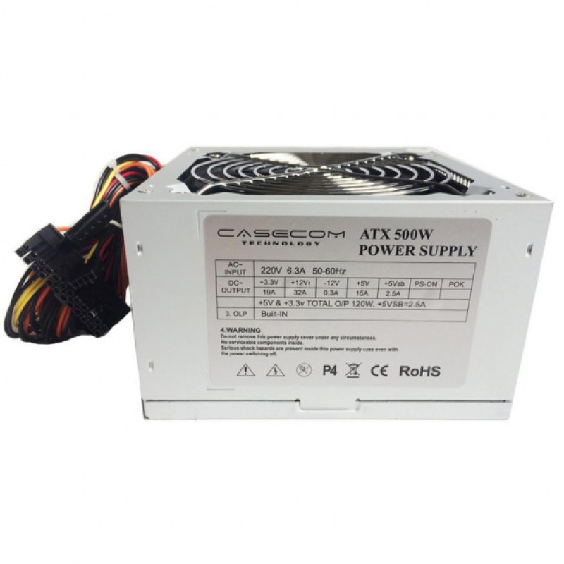 БЖ 500W Casecom, 120mm, 2хSATA, Bulk (CM 500 ATX)