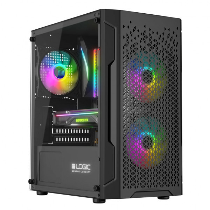 Корпус LogicConcept ARAMIS MESH+GLASS ARGB fans 3x120 mm BLACK без БЖ mATX (AM-ARAMIS-10-0000000-0002)