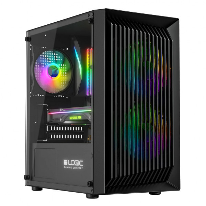 Корпус LogicConcept ATOS MESH+GLASS ARGB fans 3x120mm BLACK без БЖ mATX (AM-ATOS-10-0000000-0002)