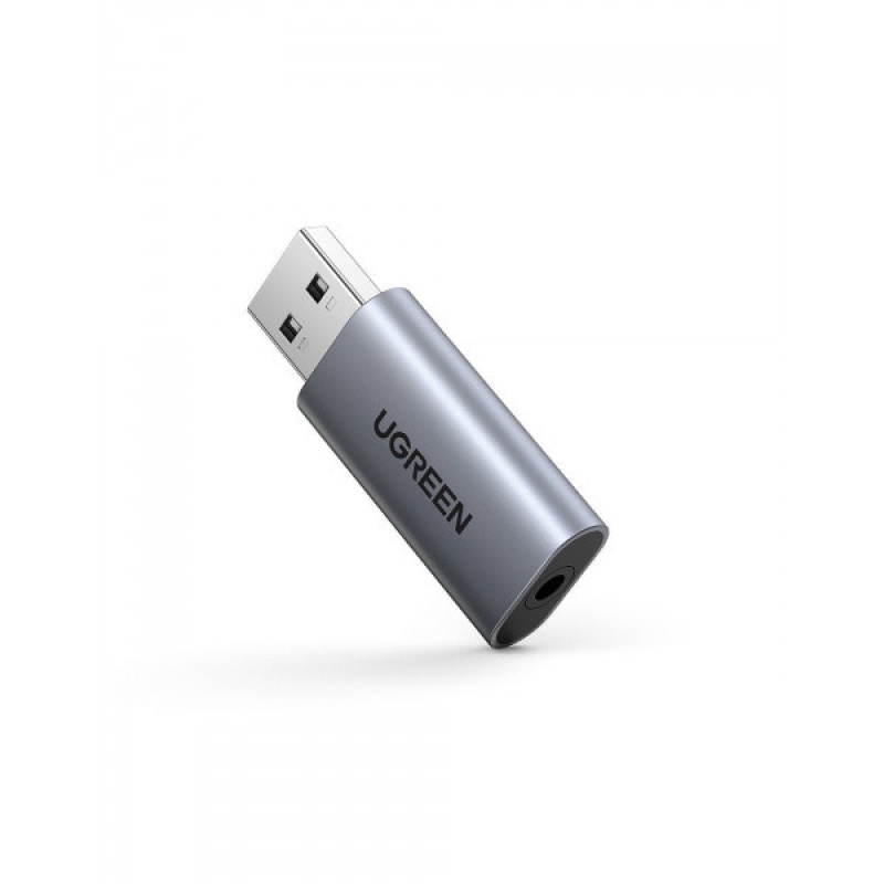 Звукова карта USB AUX jack, TRRS (Mic & Ear), ALC4030 Ugreen Сіра CM383 (80864)