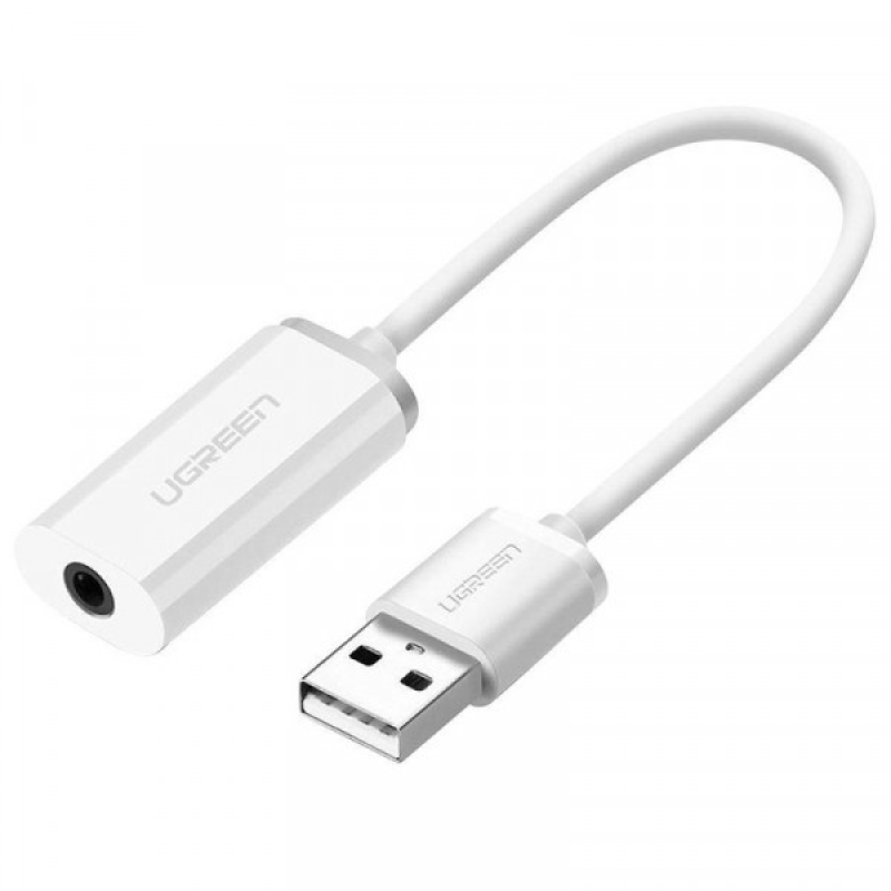 Звукова карта USB AUX jack, TRRS (Mic & Ear), ALC4042 Ugreen Біла US206 (30712)