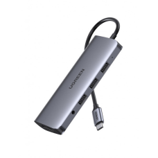 Док-станція USB3.0 Type-C --> USB 3.0x3/HDMI/VGA/TRS/RJ45/SD&TF/PD Ugreen CM179 Косм. Сіра (80133)