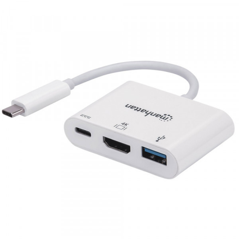Док-станція USB3.1 Type-C --> HDMI/USB 3.0/PD 60W 4-in-1 White Manhattan (152945)