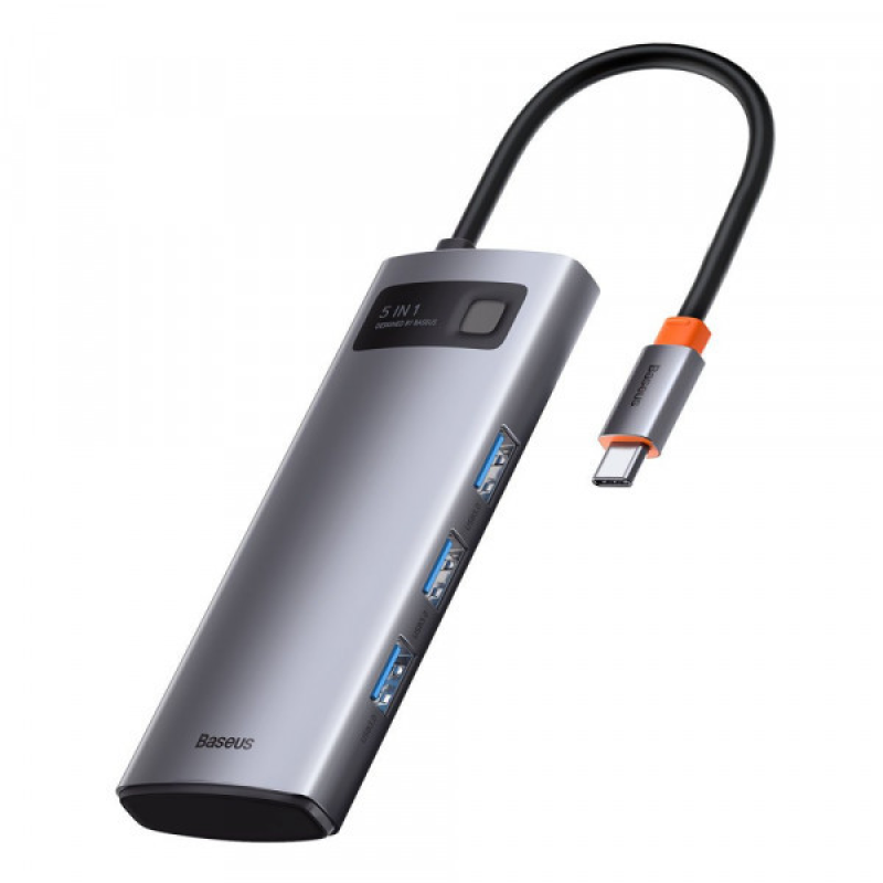 Док-станція USB3.1 Type-C --> USB Type C PD 100W/HDMI 4K 60 Hz/3*USB 3.2 Gen1/ 5in1 Baseus (CAHUB-CX0G)