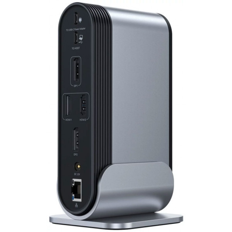Док-станція USB3.2 Type-C-->2xHDMI/2xDP/2xUSB-C/100W + БЖ 16