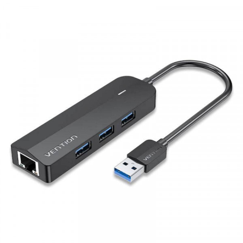 Хаб USB 3.0 -> 3хUSB 3.0/RJ45 Gigabit чорний Vention (CHNBB) Хаб USB 3.0 -> 3хUSB 3.0/RJ45 Gigabit чорний Vention (CHNBB)