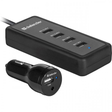 Автозаряджання 1 + 4 USB Defender ACA-02 9.2 A (83568#)
