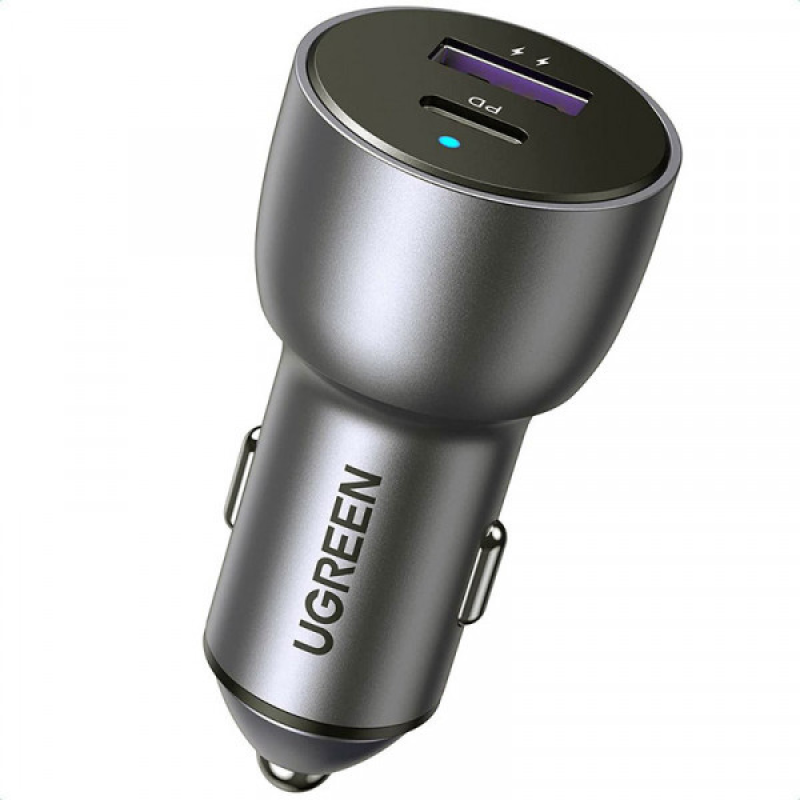 Автозаряджання 2xUSB 36 W (USB-C+USB-A) QC 3.0+ Косм. Сіра (CD213) UGREEN (60980)