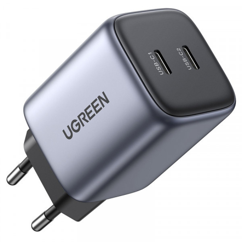 Зарядний пристрій 2xUSB 45W GAN (Type-C 25W+20W) PD CD294 Ugreen Сірий (90573)
