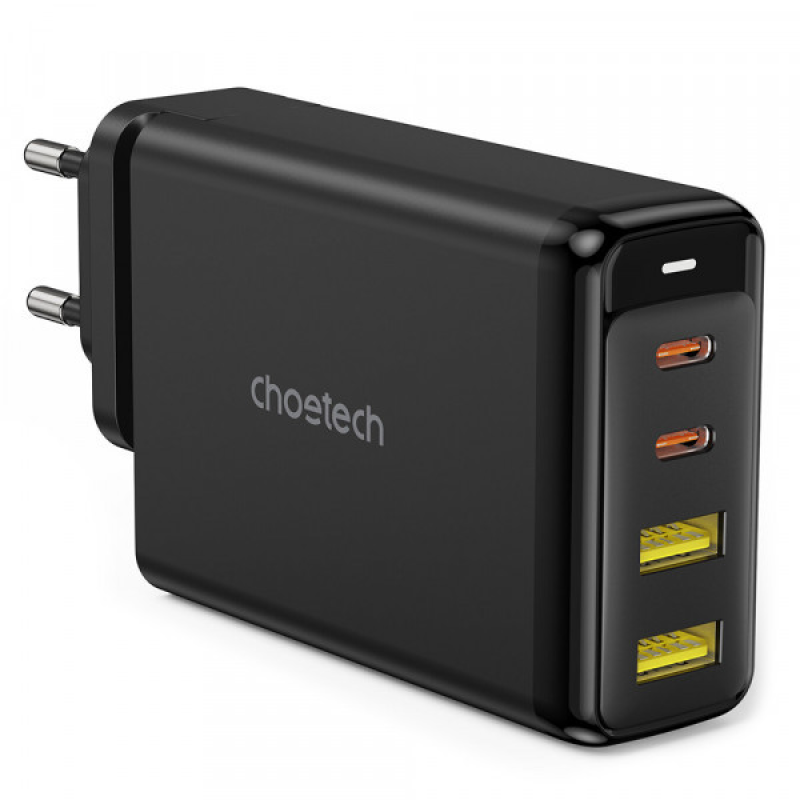 Зарядний пристрій 4xUSB 140W GaN (2хUSB-C+2хUSB-A) чорний Choetech (PD6005-EU-BK)