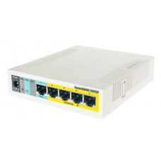 Комутатор Mikrotik RB260GSP, 5-port Gigabit smart switch with SFP cage, SwOS, plastic case, PSU