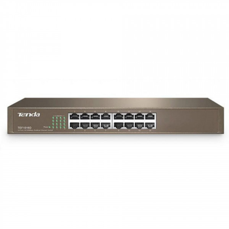 Комутатор TENDA TEF1016D 16xFE, Desktop метал, Некерований (TEF1016D)