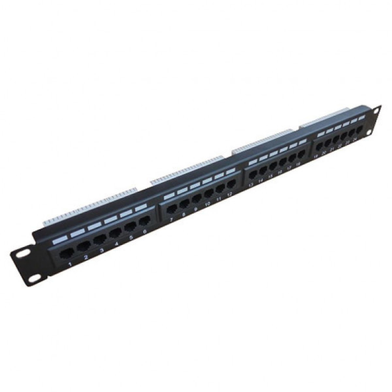 Патч-панель 19“, 24xRJ45, UTP, Cat.5e, 1U, Krone&110 dual IDC (KD-PP05-UTP-C5E-24P)