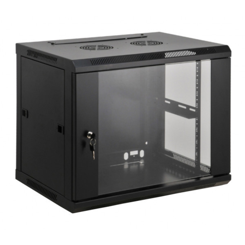 Шафа настінна 19“, 12Ux570x450, (Ш*Г), розібрана, чорна (KD-007A-6412)