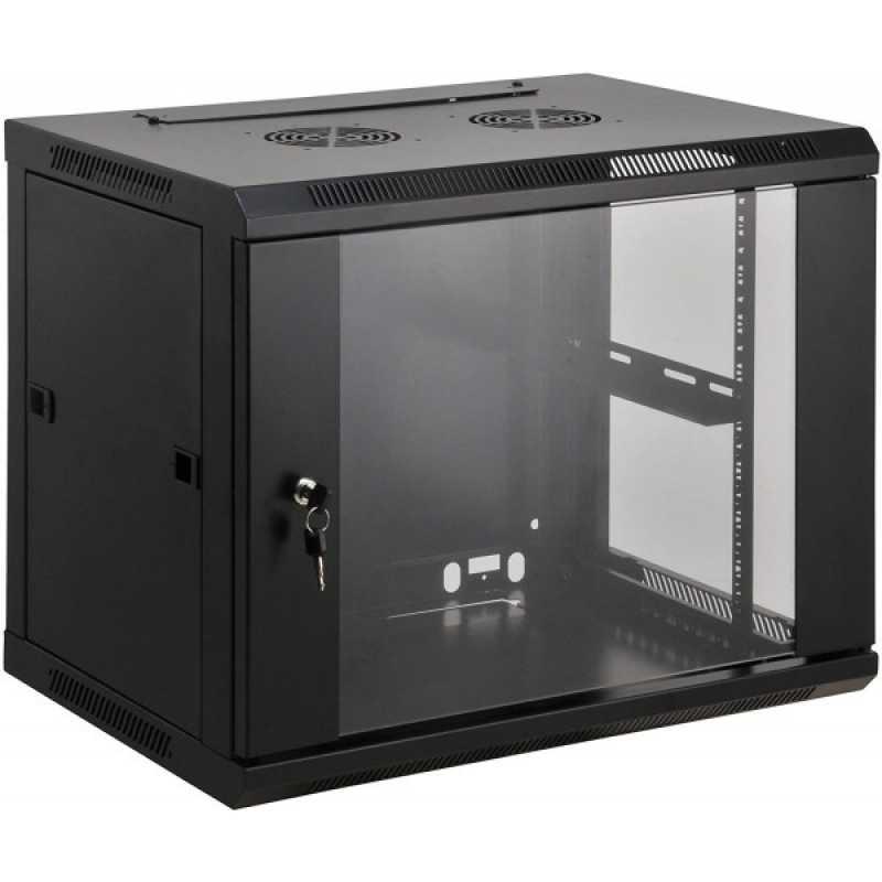 Шафа настінна 19“, 6Ux570x450, (Ш*Г), розібрана, чорна (KD-007A-6406)