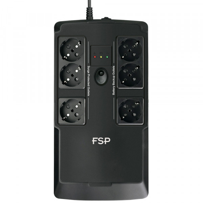 ДБЖ FSP NanoFit 600, 600ВА/360Вт, USB, LED, 6*SCHUKO AVR (PPF3602301)
