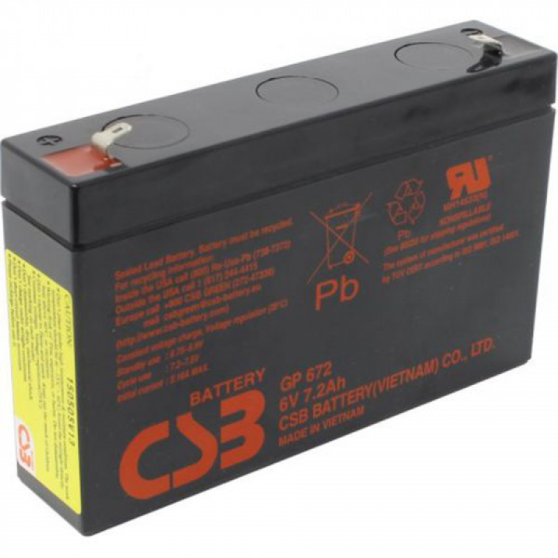 Акумуляторна батарея CSB 6V, 7.2A (GP672/10)