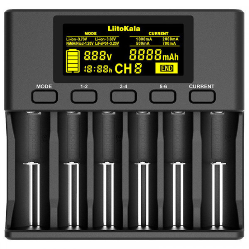 Зарядний пристрій LiitoKala Lii-S6, 6x(Lion/LiFePO4/NiMH/NiCd), Auto Polarity, Display (Lii-S6) Зарядний пристрій LiitoKala Lii-S6, 6x(Lion/LiFePO4/NiMH/NiCd), Auto Polarity, Display (Lii-S6)