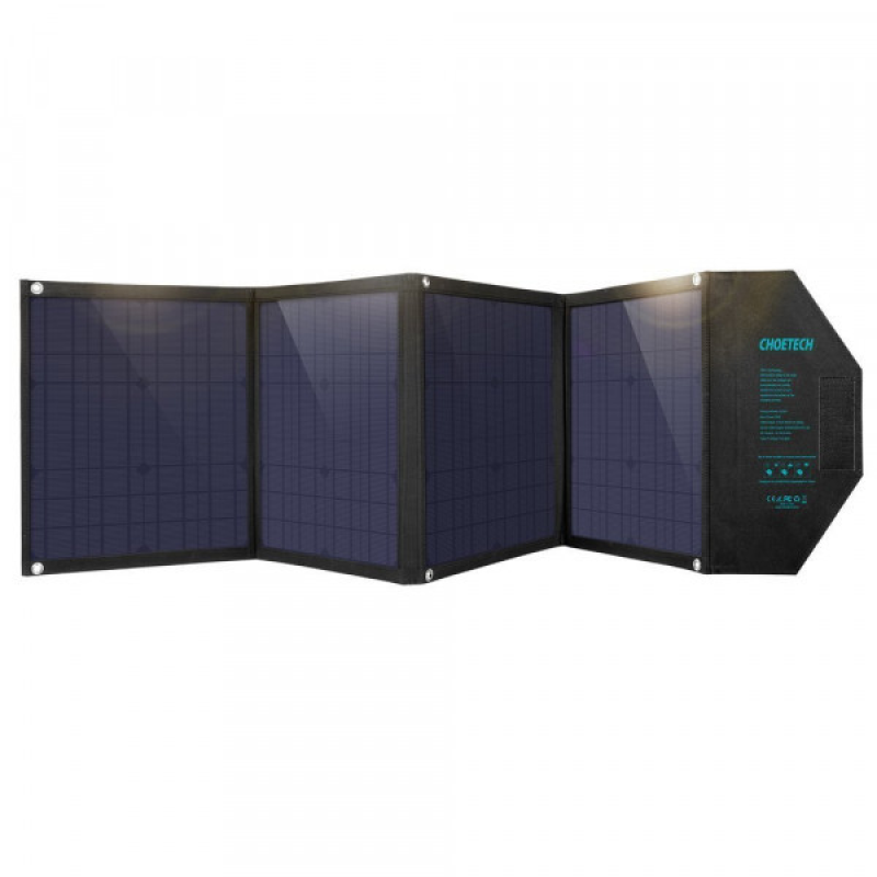 Сонячна панель для УМБ Choetech 80W (158x41см) DC80W, 5V/2.4A USB + 5V/2.4A QC3.0 + USB-C PD3.0(30W) (SC007)