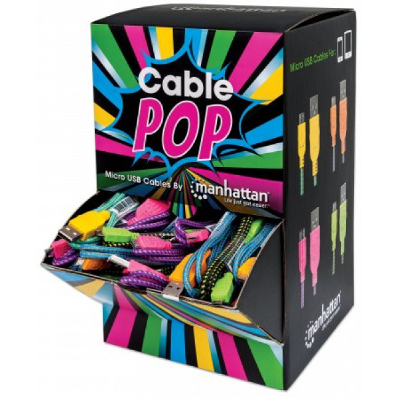 Кабель USB AM-micro BM, 0.5 м, кольорове обплетення, Box (60 шт) Manhattan (394178)