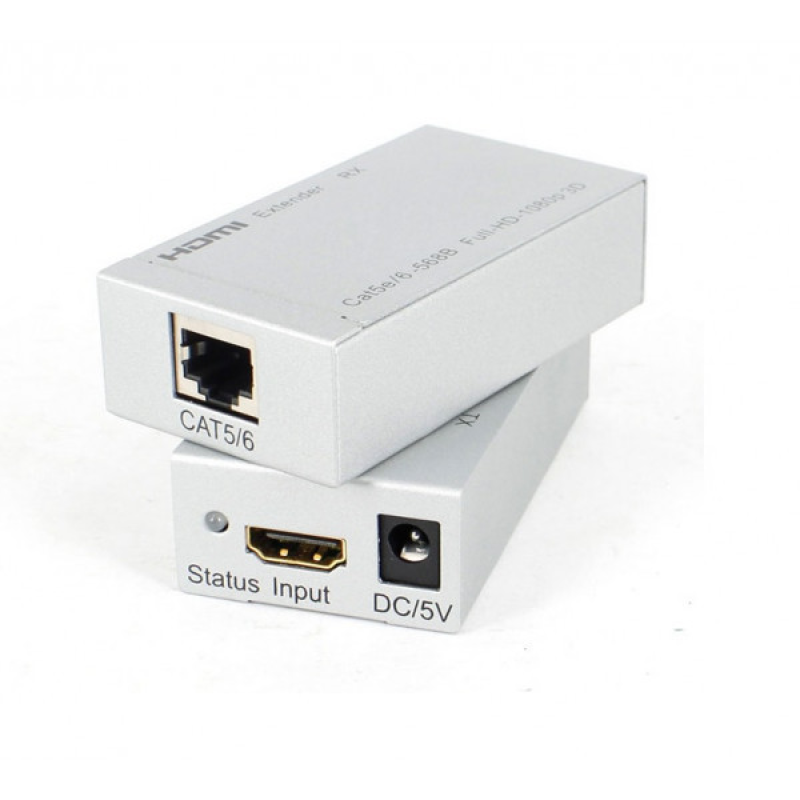 Подовжувач HDMI по кабелю UTP до 60м з БЖ 3D, (RX/TX) RTL (S0440)