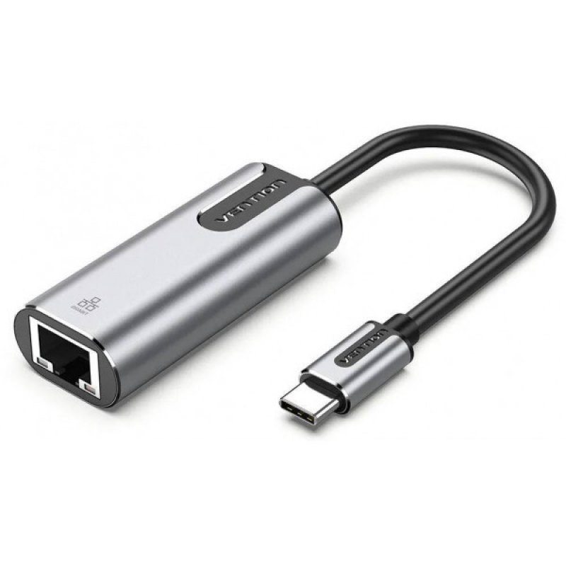 Перехідник USB3.1 Type-C --> Ethernet RJ45 1000Mb Aluminum чорний Vention (CFNHB)
