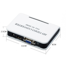 Перехідник VGA 15F --> HDMI M v1.3, Jack 3.5 мм, пластик, білий RTL (S0062)