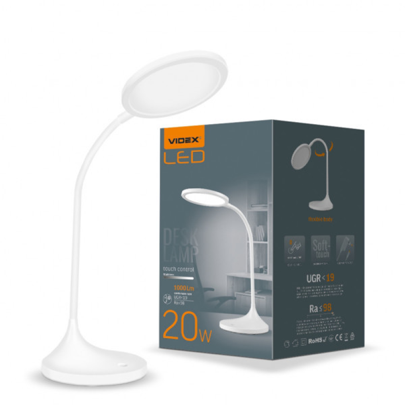 LED лампа настільна VIDEX VL-TF14W 20W 4100K біла (26430 )