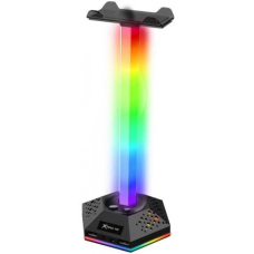 ПІДСТАВКА ДЛЯ ГАРНІТУРИ XTRIKE ME RGB 2XUSB2.0 HUB, USB КАБЕЛЬ 1,9М, ВLACK (HT-03)