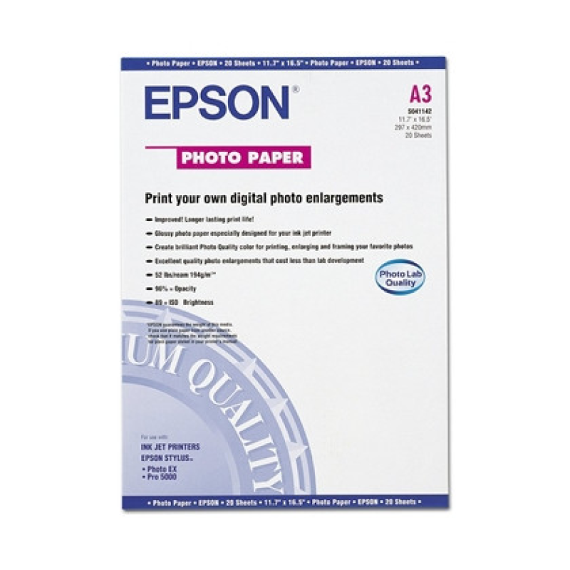 Epson Photo Paper A3, 20 л. (C13S041142) Epson Photo Paper A3, 20 л. (C13S041142)