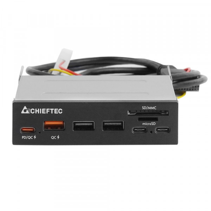 Card Reader 2x USB3.2, 2x Type-C,1x PD3.0, 1x QC3.0 USB, внутрішній, 3.5“ чорний CRD-908H Chieftec (CRD-908H)