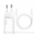 Зарядний пристрій 1xUSB 20W (USB-C) + Cable Type-C Білий Baseus (TZCCSUP-B02)