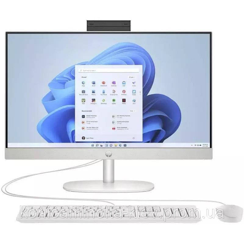 Комп“ютер персональний моноблок HP All-in-One 23.8“ FHD IPS AG, AMD R5-340 AI, 16GB, F512GB, UMA, WiFi, кл+м, Win11, білий