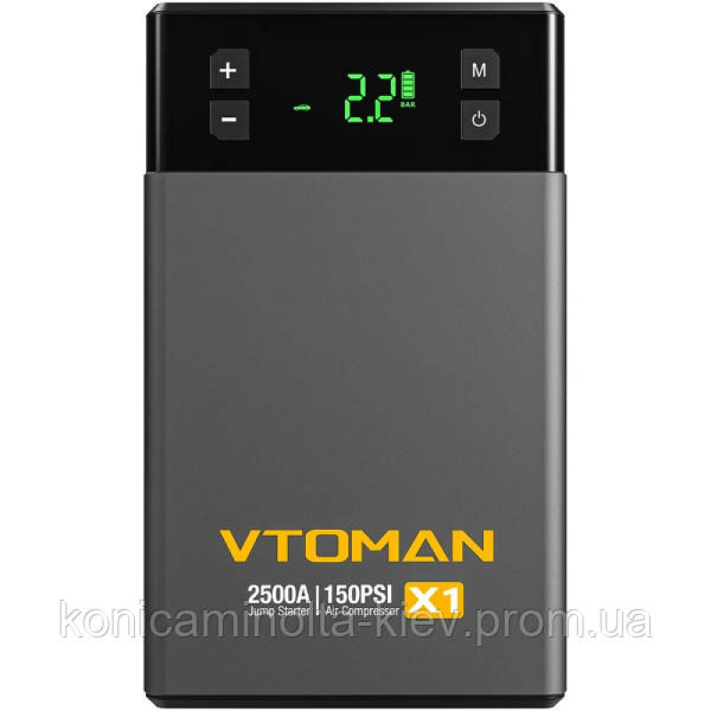 Автомобільний Jump Starter X1 2500A, компресор 150PSI 18000mAh USB QC3.0 DC15V/10A LED Light Vtoman