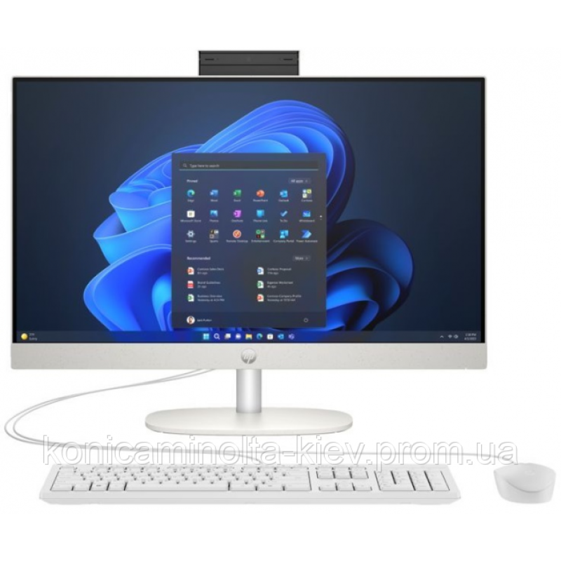 Комп“ютер персональний моноблок HP 240-G10 23.8“ FHD IPS AG, Intel U5-125U, 16GB, F512GB, UMA, WiFi, кл+м, 3р, Win11P, білий